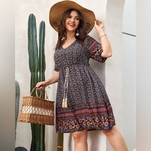 Floral Print A-line Dress